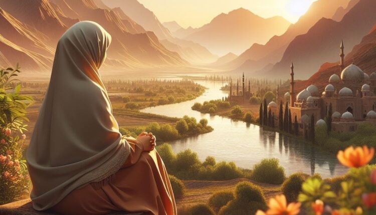 a woman managing stress and anxiety by watching a scenic landscape