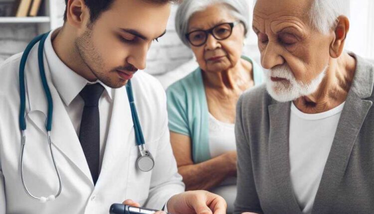 a doctor monitoring high glucose in his patient's blood