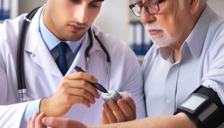 a doctor treatment patien's high glucose levels