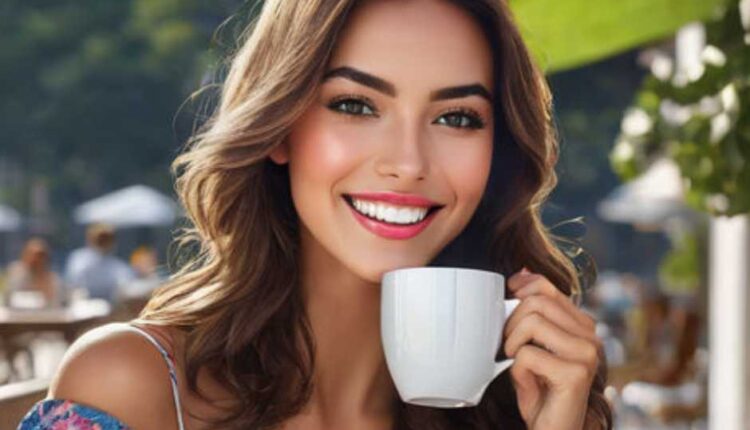 slim body girl drinking coffee to boost metabolism